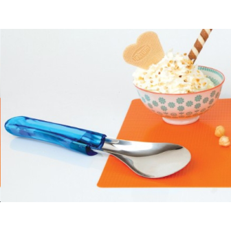  spatule à glace inox manche bleu