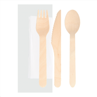 SET 4/1  100  COUVERTS BOIS 16CM