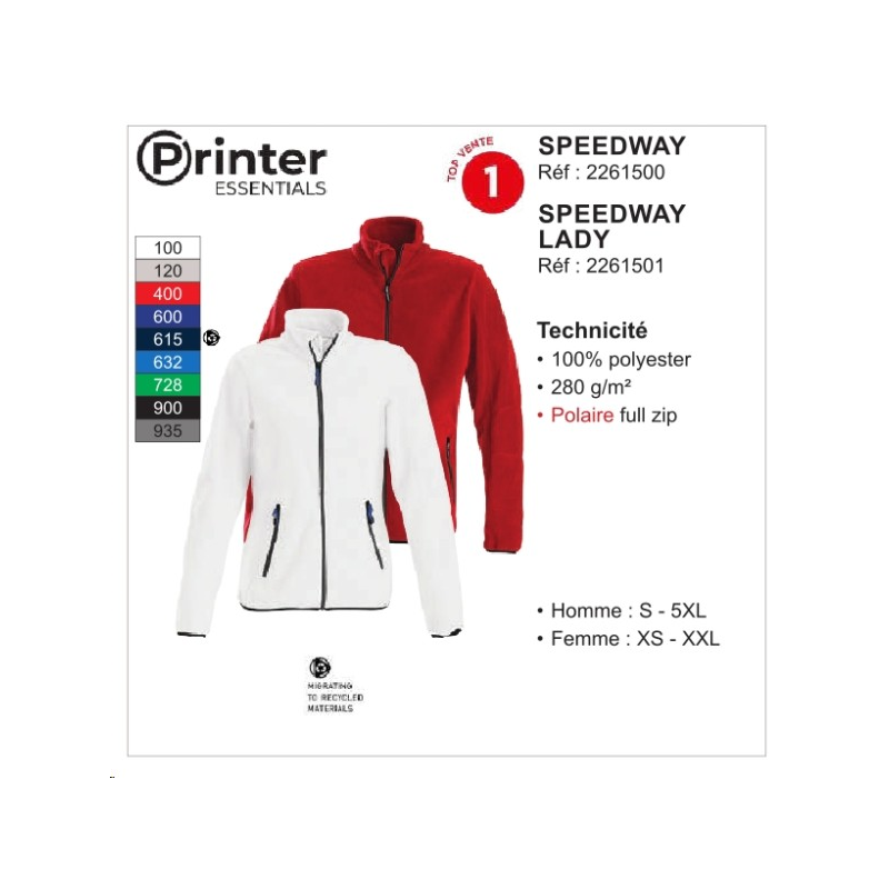 1pc Speedway Veste polaire 280 g/m²