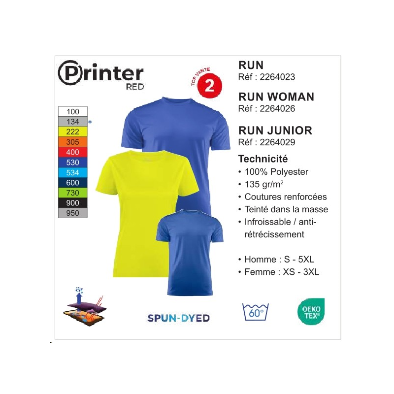 1 T-SHIRT RUN 100% POLYESTER135g/m²