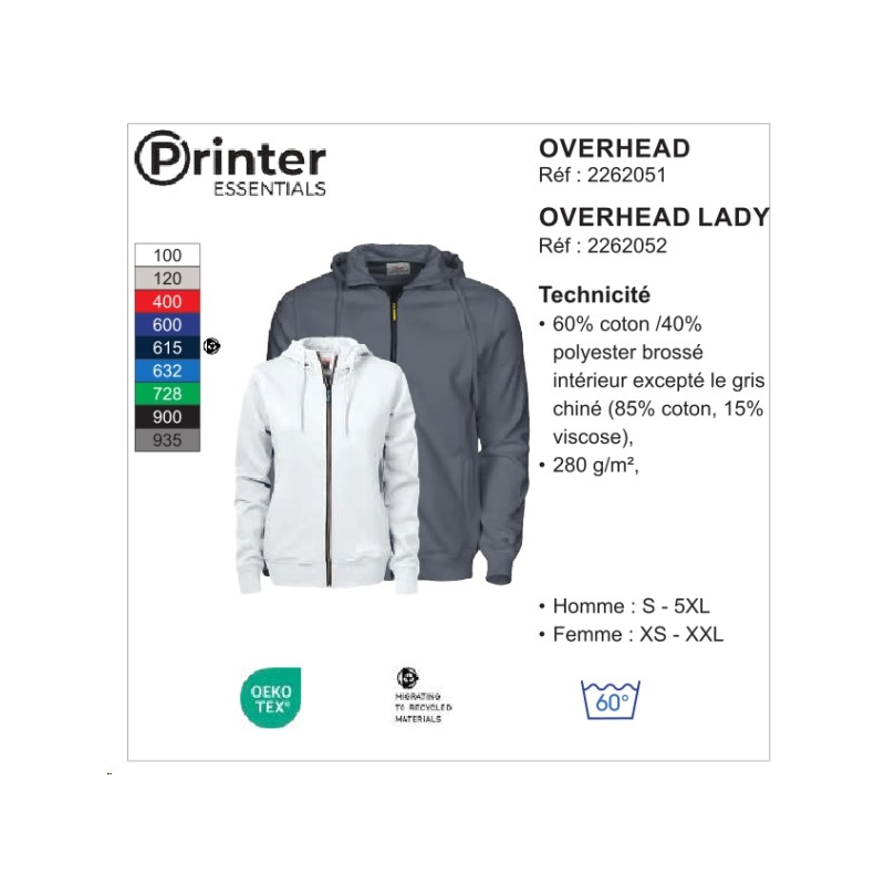 1 Pc OverheadSweatshirt Fullzip  