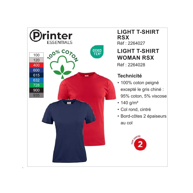 1LIGHT T-SHIRTRSX100% COTON 140g/m²