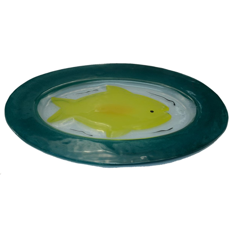 6 Assiettes poisson ovale en verre