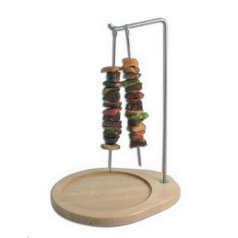 Porte brochettes inox sur plateau 