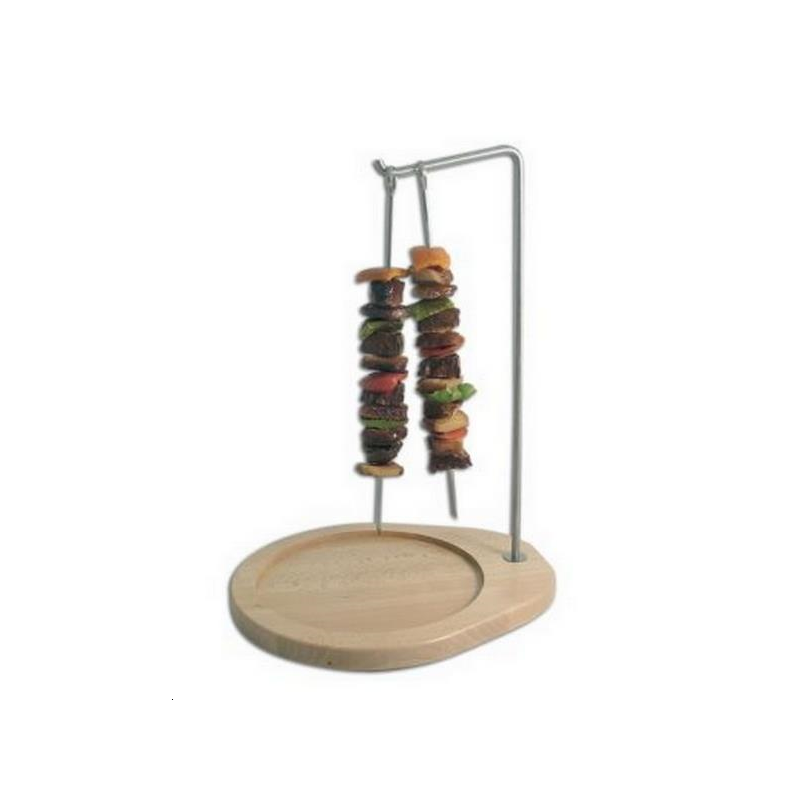 Porte brochettes inox sur plateau 