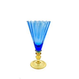 VERRE BLEU / OR ONDULE