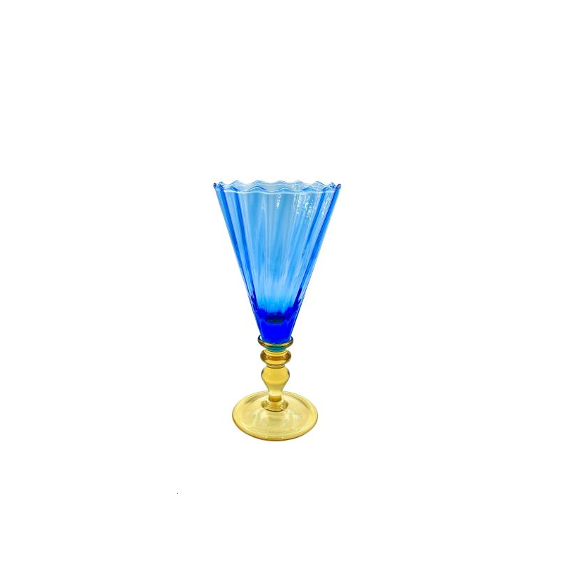 VERRE BLEU / OR ONDULE